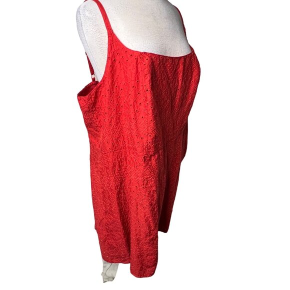 Old Navy Coral Orange Eyelet Mini Dress 3X Pockets Adj Straps Lined Embroidered - Picture 7 of 16